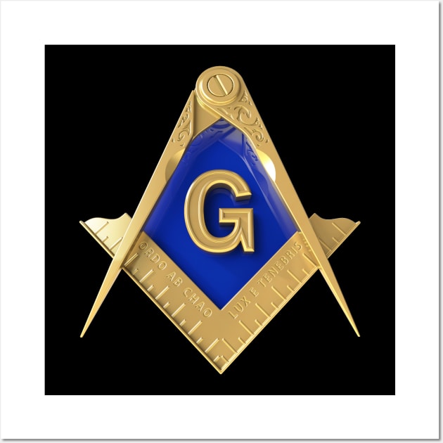 Gold Square & Compass Masonic Freemason Wall Art by Master Mason Made